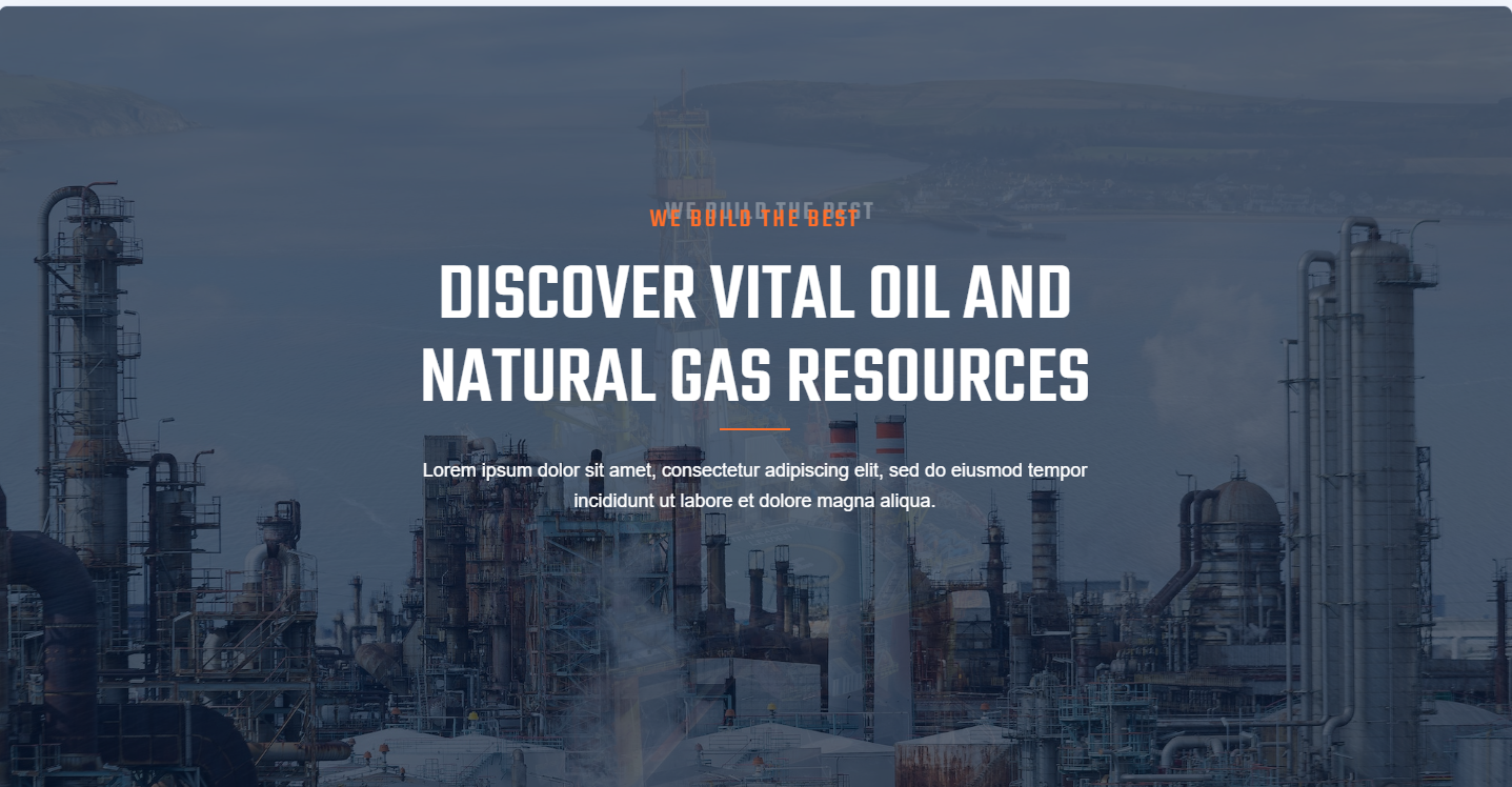 Oil & Gas Industry Hero Section Template