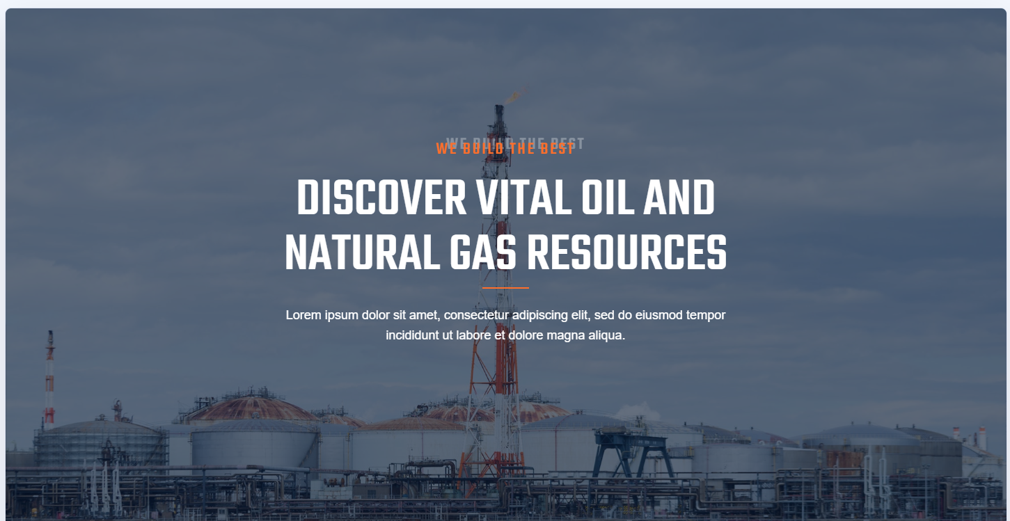Oil & Gas Industry Hero Section Template